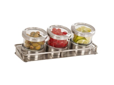Stainless Steel 3 Jar Mixology Display - 16oz Jars With Notched Lid